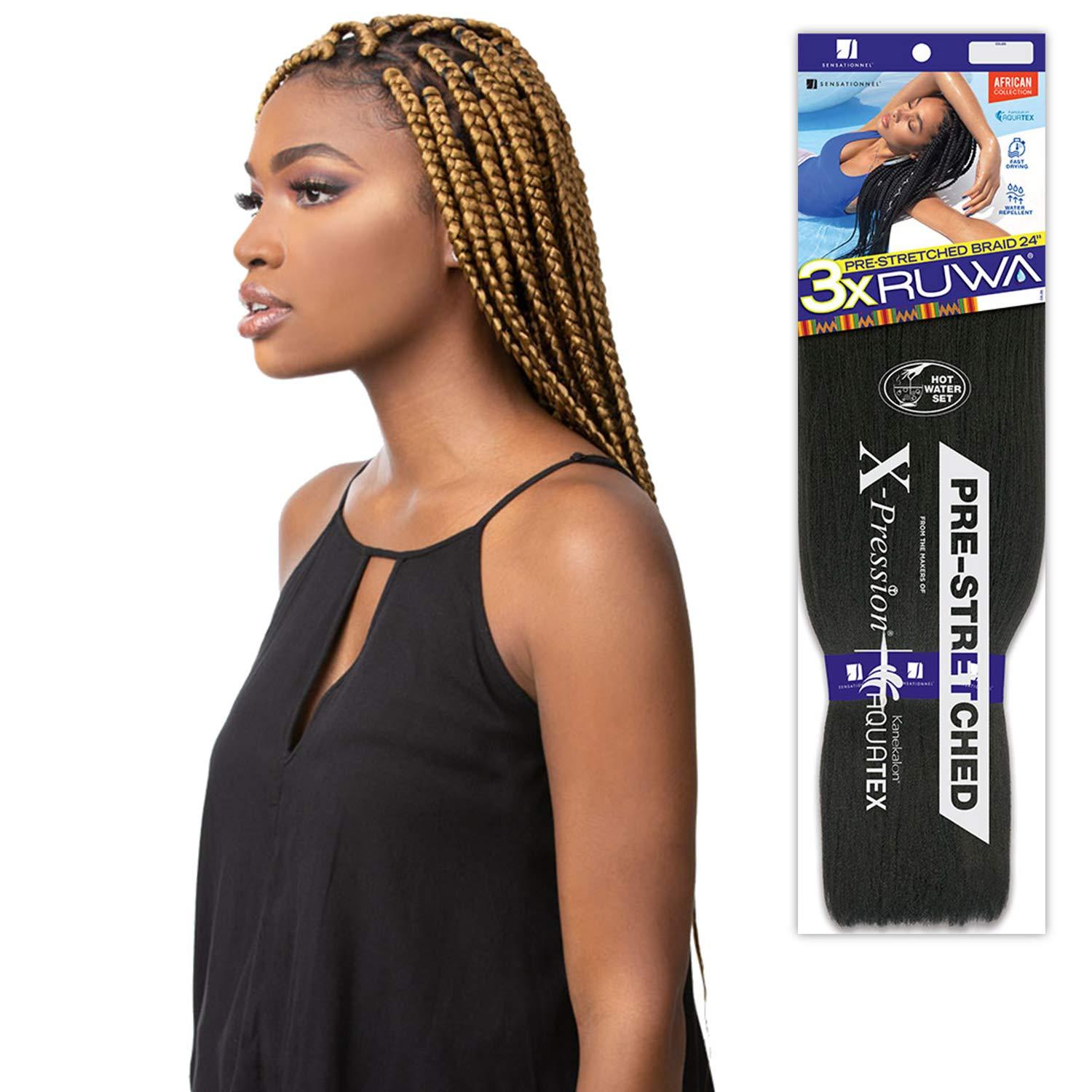 XPRESSION XPRESSION Sensationnel Synthetic Hair Braids 3X Ruwa Pre-Stretched Braid 24\" (7 Packs, SM1B/30)
