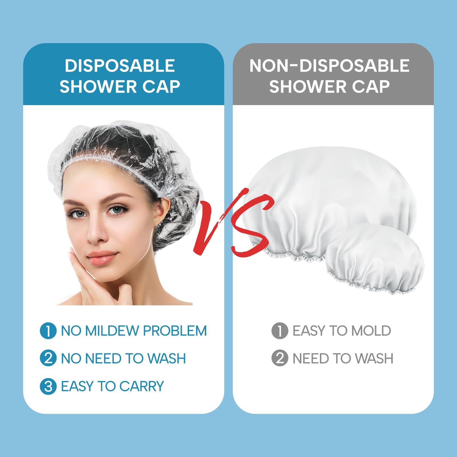 YIZIJIZI YIZIJIZI Disposable Shower Caps,Large Thick Clear Waterproof Shower Cap for Women, Large Size 20.5\", Home Use, Spa, Hotel and Hair Salon, Clear Shower Caps for Travel (70)