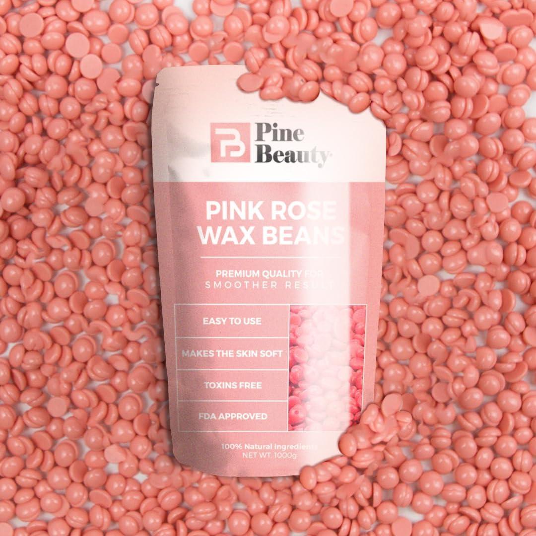 PINE BEAUTY CO 2.2 Lbs Hard Wax Beads - Big Bag Wax Beans, Complete Kit for Painless Hair Removal 10 Extra Waxing Spatula Applicator for Bikini Area, Face, Legs, Eyebrow, Body Pearl Wax Warmer and Brazilian Wax