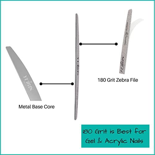 YUIRIS YuiRis EZ Peel and Stick Nail File 180G Zebra File with Metal Base & 20 Refills Disposable Files for Acrylic Nails Gel Nails Replaceable Nail File