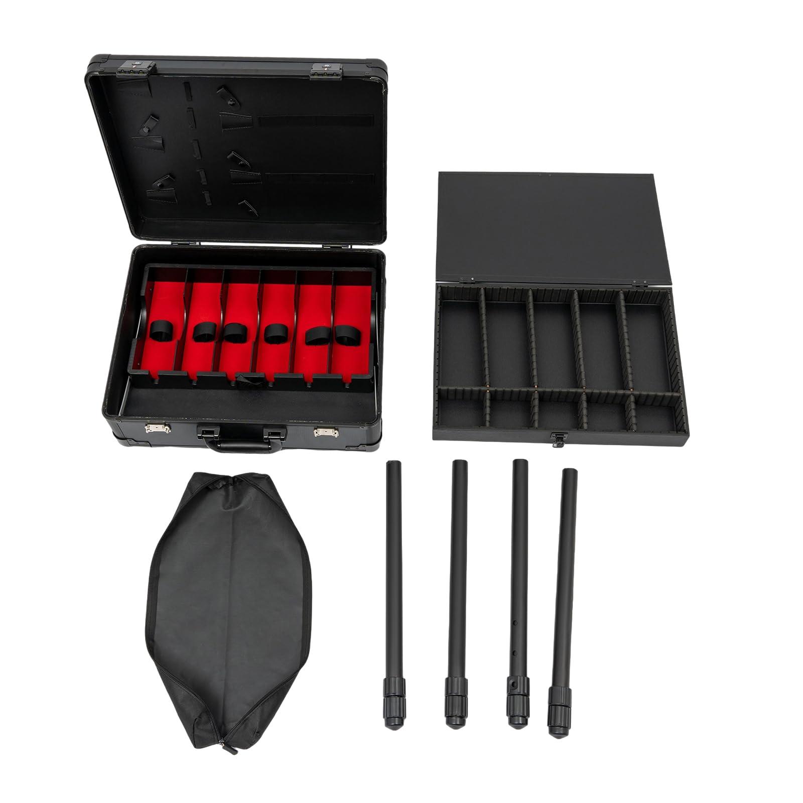 CNCEST CNCEST Barber Case, Mobile Barber Station,18.11-31.5\" Removeable Adjustable Legs,Professional Barber Toolbox Hairdresser for Hair Stylist Pet Groomer (Black)