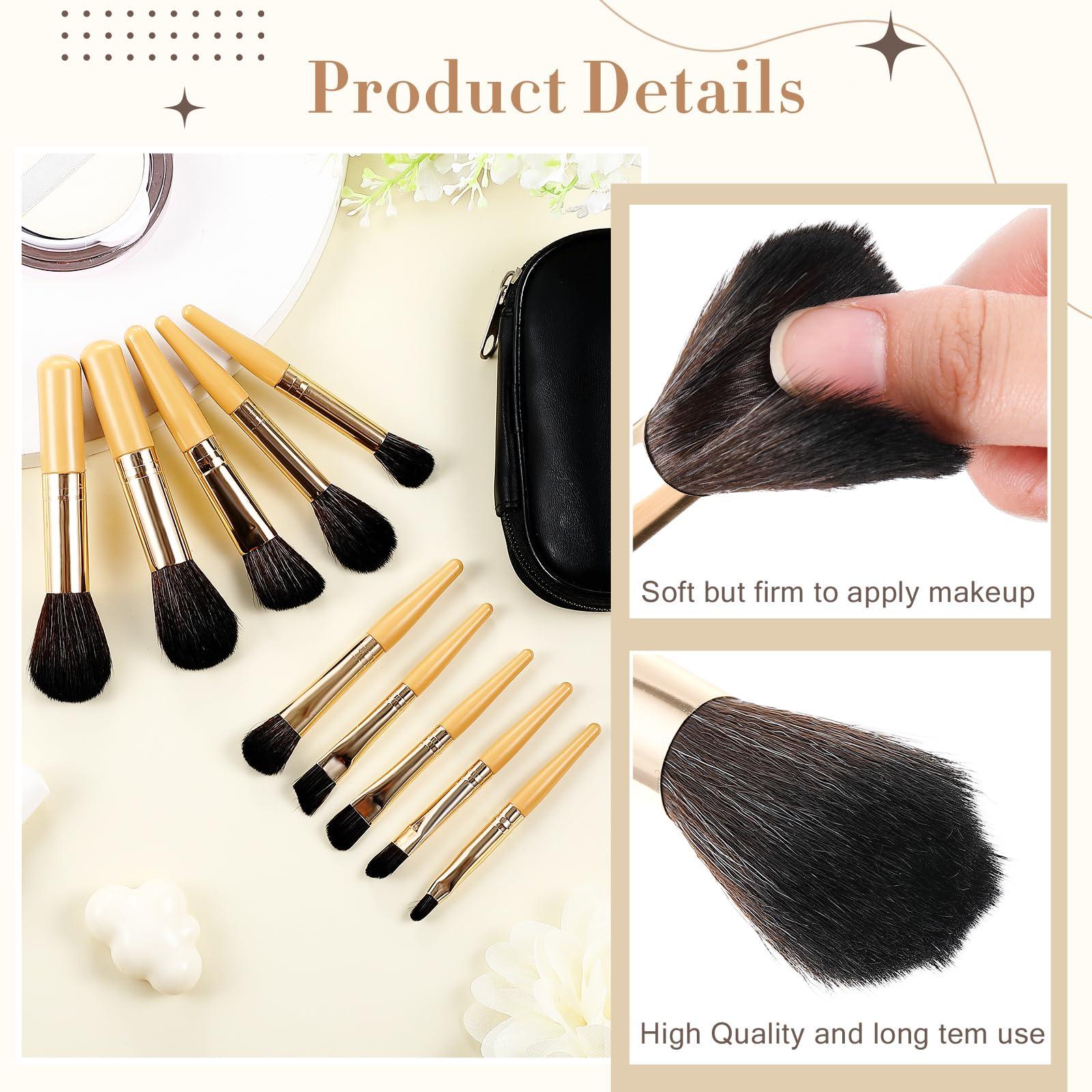 Teenyyou Teenyyou 6 Sets Travel Makeup Brush Set Mini Makeup Brush Set with Case Small Makeup Brush Mini Eyeshadow Lip Blush Cosmetics Brushes for Bachelorette Bridesmaid Trip Women Spa Party Travel Gift