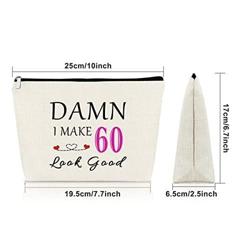 Sazuwu Sazuwu 60th Gifts Idea 60th Birthday Gift for Women Makeup Bag 60 Year Old Birthday Gifts for Grandmother Wife Aunt Cosmetic Bag Happy 60th Birthday Gifts Retirement Mother's Day Gift Christmas Gift