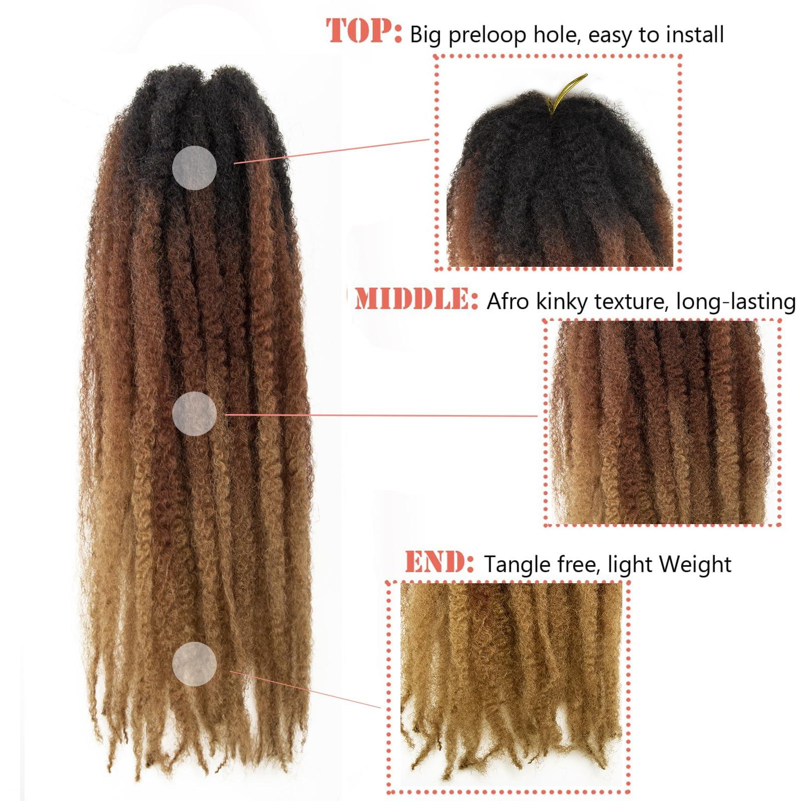 BYKSVIOC Marley Hair 24 Inch Marley Twist Hair Afro Twist Marley Braiding Hair for Faux Locs Crochet Hair Synthetic Hair Extensions(8Packs,1B/30/27, 24inch)