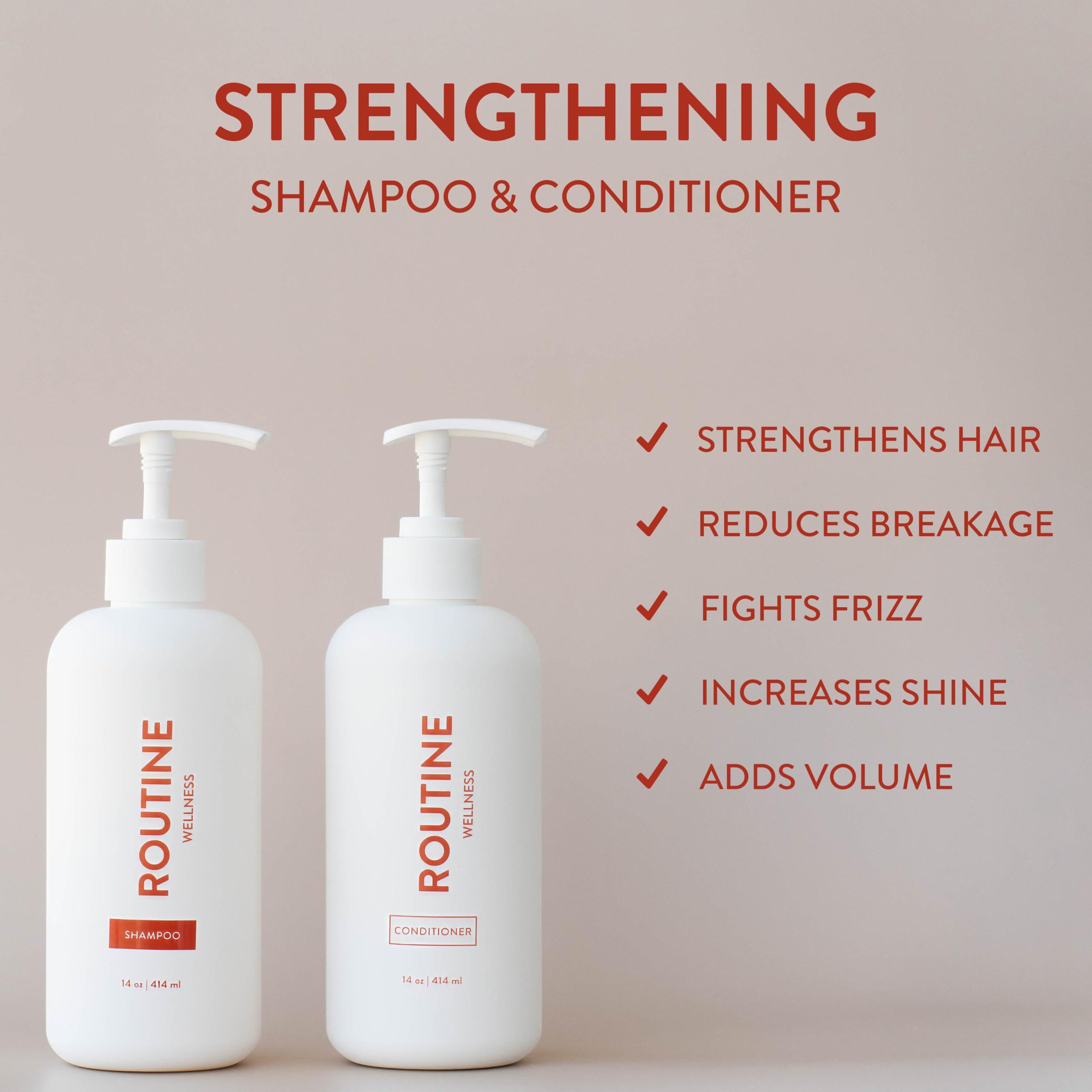 Routine Wellness Routine Wellness Shampoo and Conditioner Set and Hair Serum for Stronger Hair - Biotin | Color Safe | Sulfate-Free | Vegan | Clinically Tested | Nourishing Oils and Vitamins - Unscented