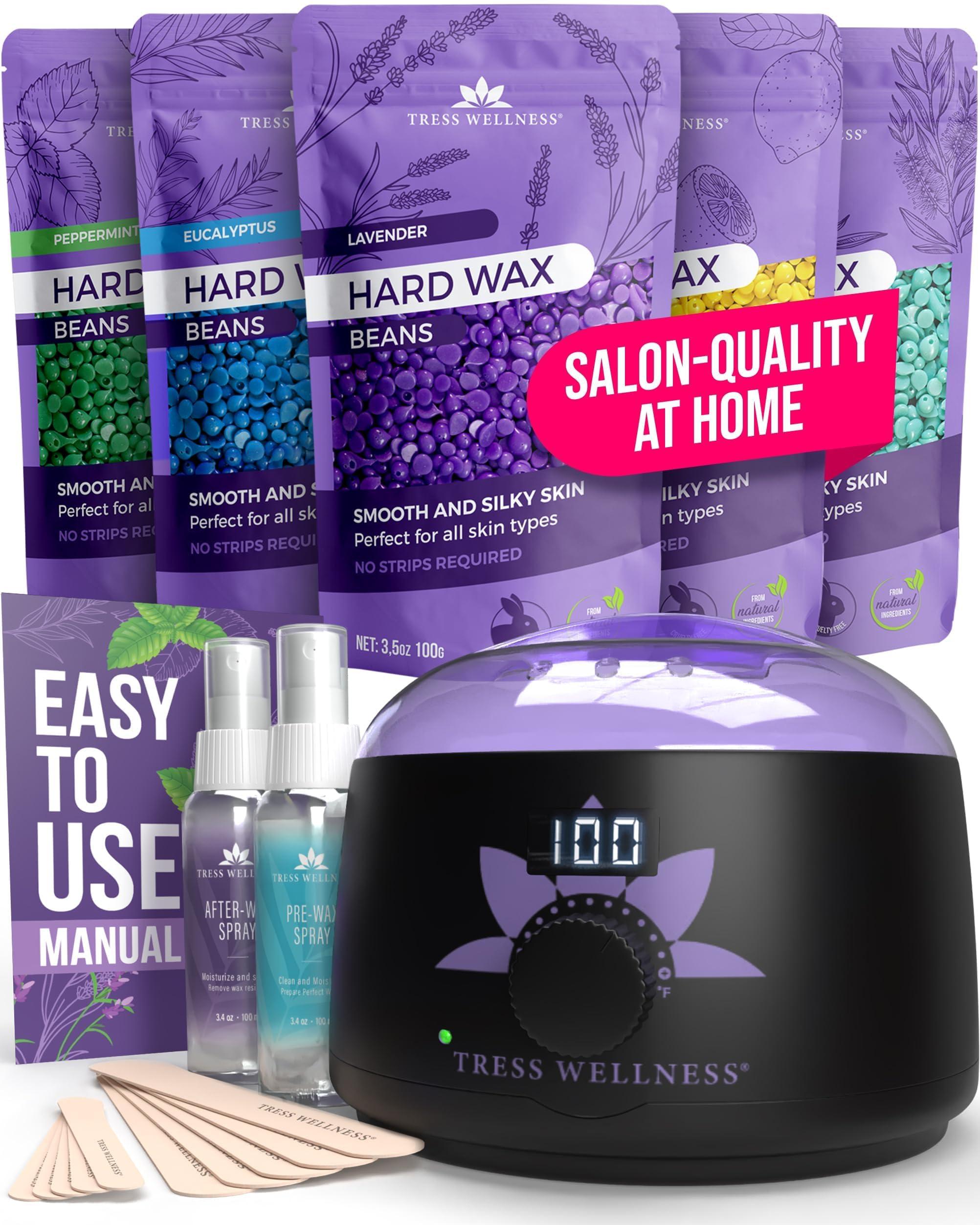 Tress Wellness Tress Wellness Waxing Kit for Brazilian Wax - Easy to Use - For Sensitive Skin - Digital Display, Black Purple Flower