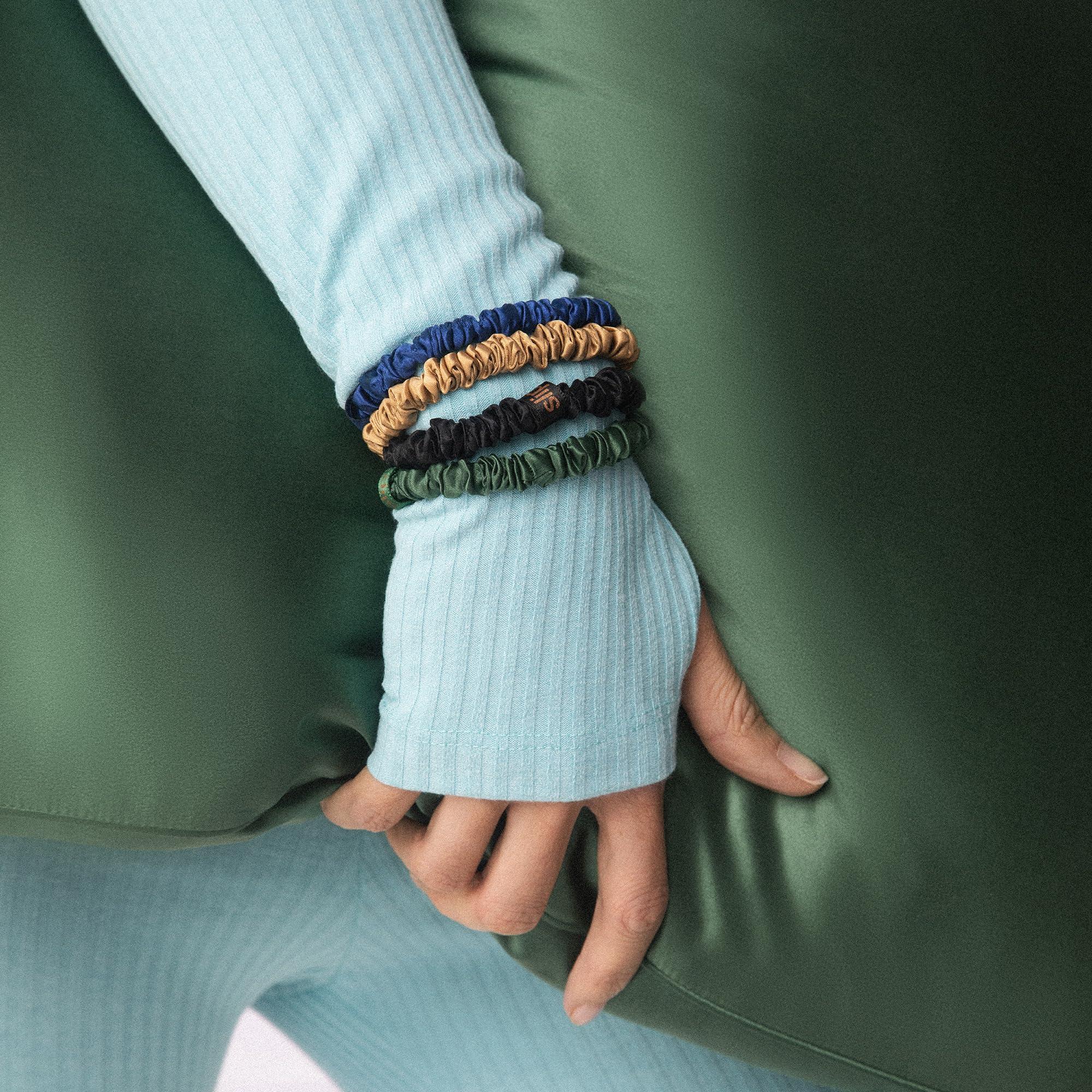 SLIP slip Skinny Scrunchies in Ornament Packaging: Anti-Crease, Anti-Breakage Slipsilk Design Protects Delicate Hair | Includes 4 Pure Silk Scrunchies