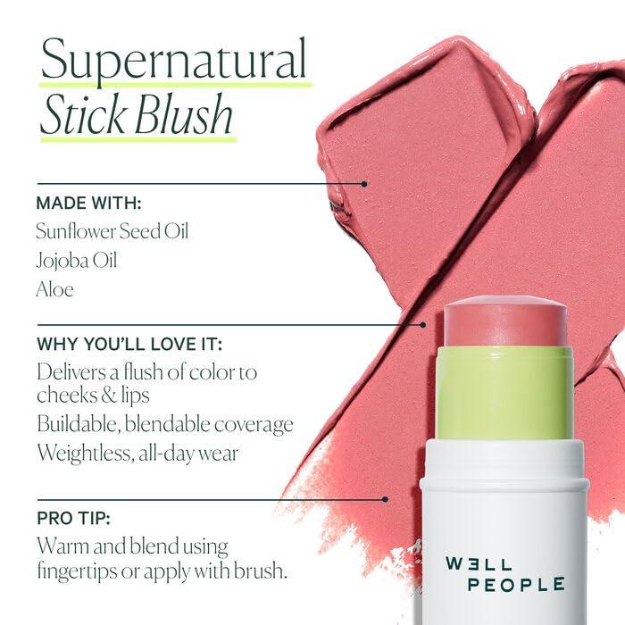 Well People Well People Supernatural Stick Multi-Use Blush, Creamy, Hydrating Blush Stick For A Pop Of Color, Multi-use, Vegan & Cruelty-free, Blood Orange