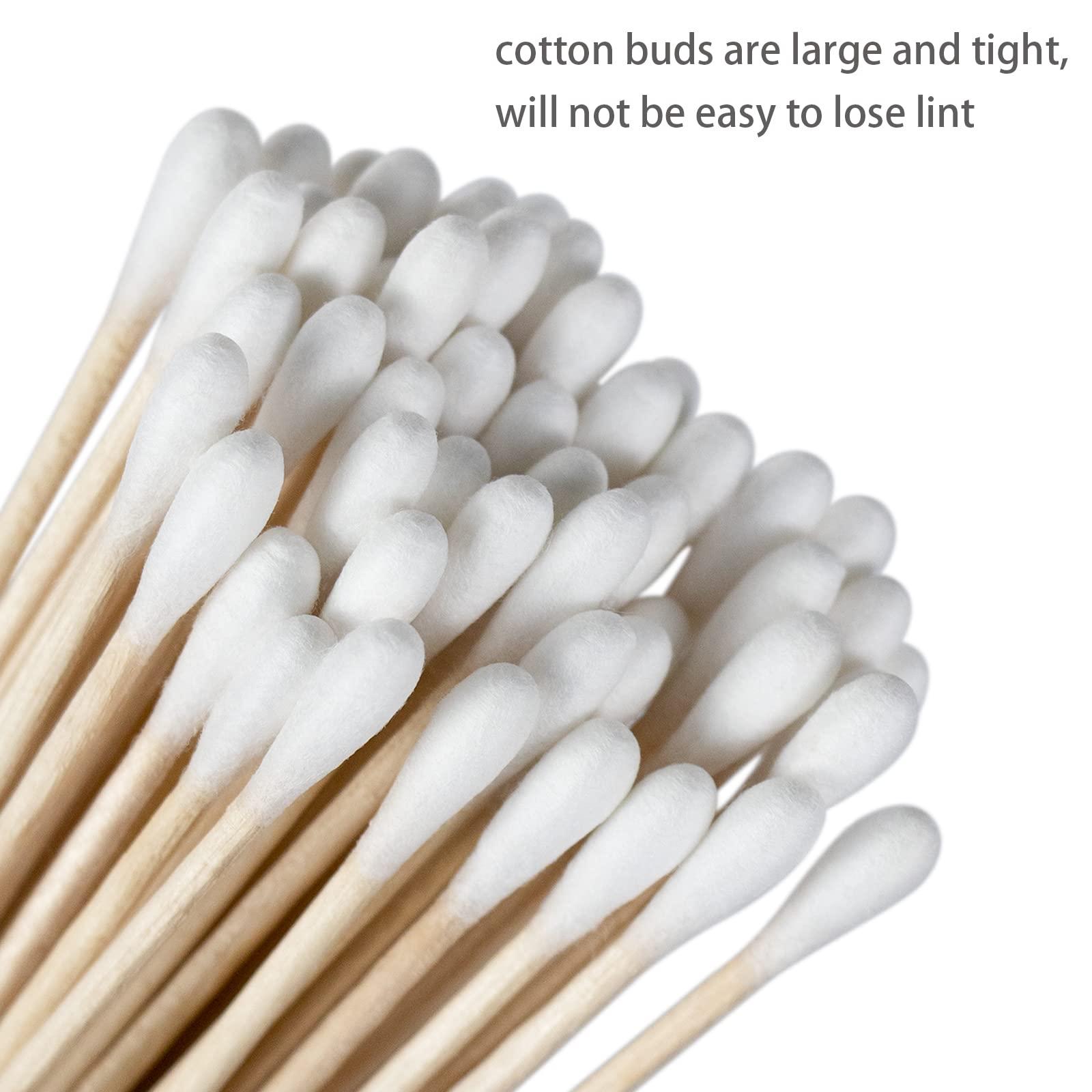 Bcowos Long Cotton Swabs 1000 Count - Extra Long Cotton Buds, Cotton Swabs with Wooden Sticks - Cotton Swabs for Makeup Ears Pets Care Gun Cleaning - Biodegradable Swabsticks