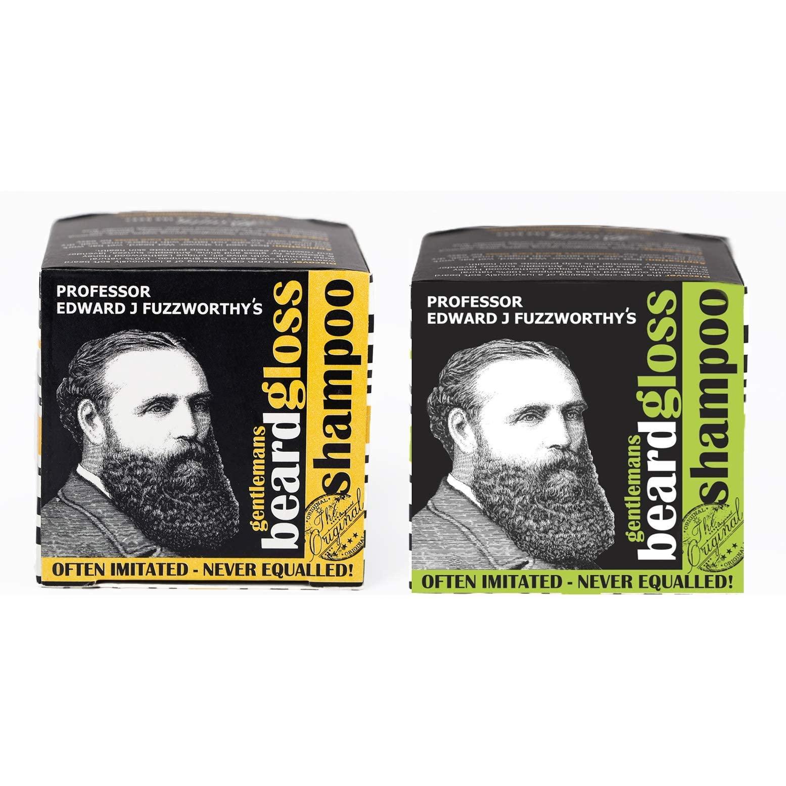 Beauty and the Bees Professor Fuzzworthy's Beard Shampoo Bar Combo Set - Original & ACV Beard Wash Men's Grooming Gift Kit | 100% Natural Beard Soaps with Organic Ingredients Travel Friendly Zero Waste Plastic Free