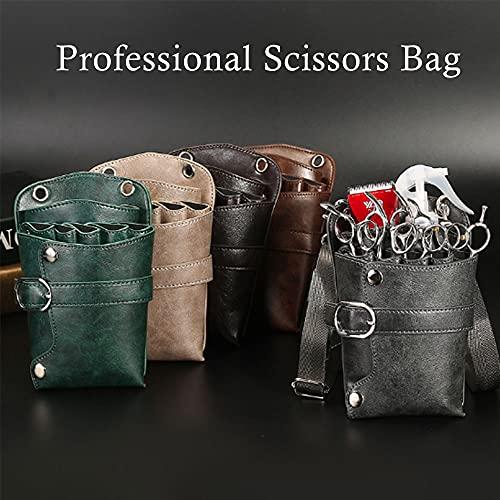 boshiho Scissors Pouch PU Leather Salon Barber Hairdressing Scissors Holster Hair Stylist Tools Bag Comb Shear Holster Waist Shoulder Belt (Black)