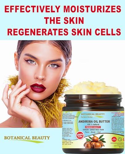 Botanical Beauty Botanical Beauty\' ANDIROBA OIL BUTTER RAW Pure Natural VIRGIN UNREFINED Cold-Pressed 8 Fl oz 240 ml for Face, Skin, Body, Hair, Lip, Nails. Rich in Vitamin E, Vitamin C