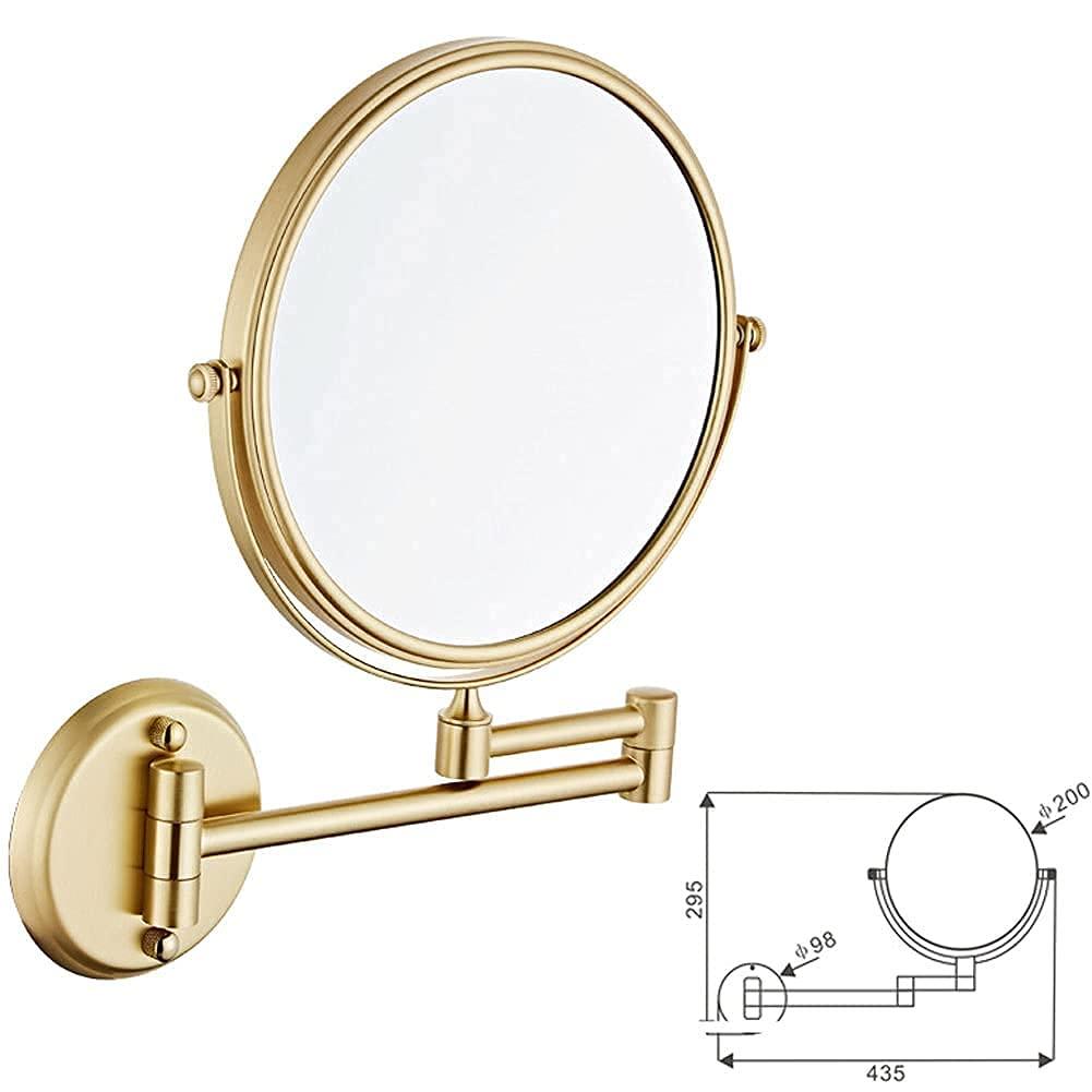 MUOBSBJRX MUOBSBJRX Wall Mounted Makeup Mirror with 5X Magnification 8 Inch Double Sided Vanity Magnifying Mirror Cosmetic Mirror Swivel Extendable Shaving Mirror for Bathroom Brushed Gold Makeup and Shavin
