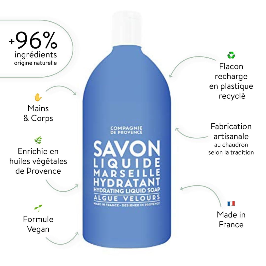 La Compagnie de Provence Compagnie de Provence Savon de Marseille Extra Pure Liquid Soap - Velvet Seaweed - 33.8 fl oz Plastic Bottle Refill