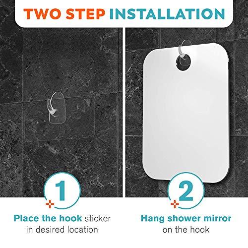 HoneyBull HoneyBull Shower Mirror Kit | Suction Cup & Hook Sticker (Large)