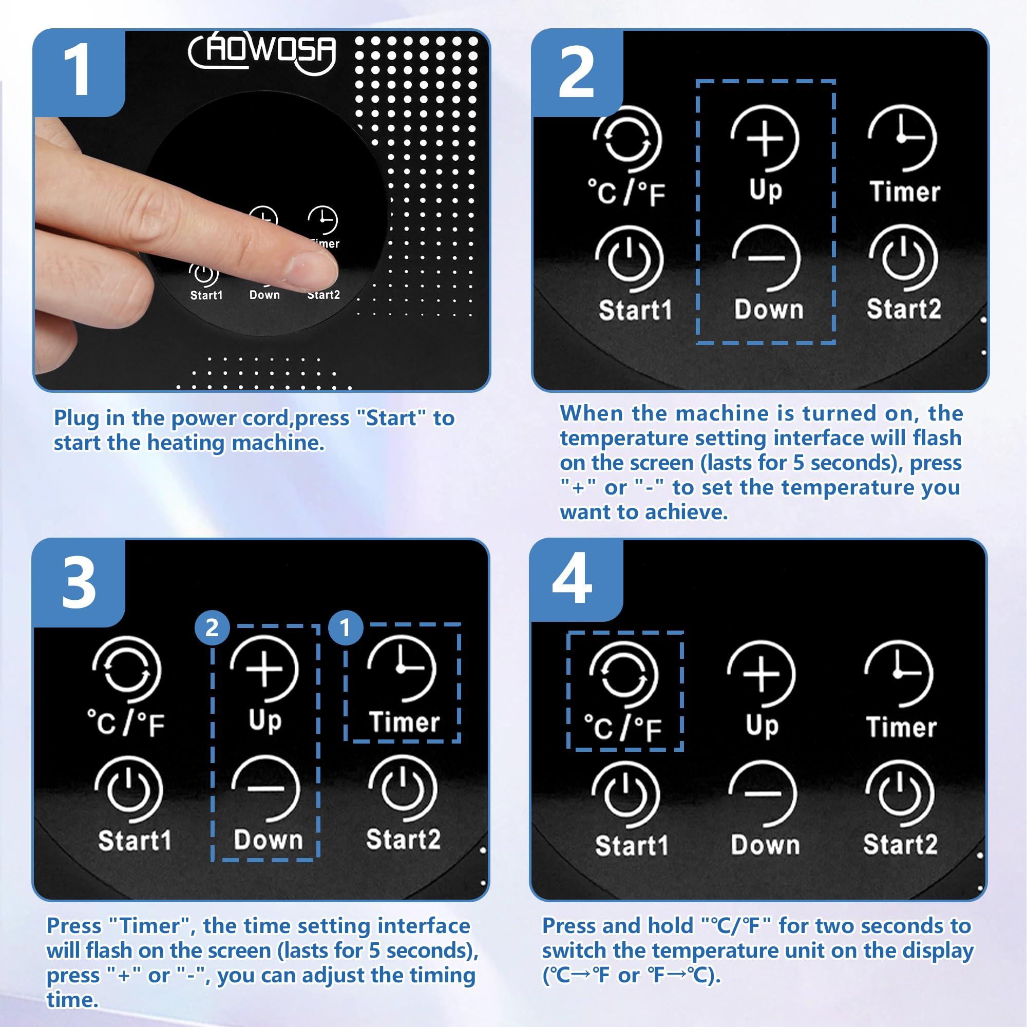 AOWOSA Massage Oil Warmer Double Bottle Professional Electric Lotion Digital Heater for SPA, Portable Oil Warmer Heated Cream for Beauty Salon Home, with / Switchable Display, Four Oil Dispenser Bottle