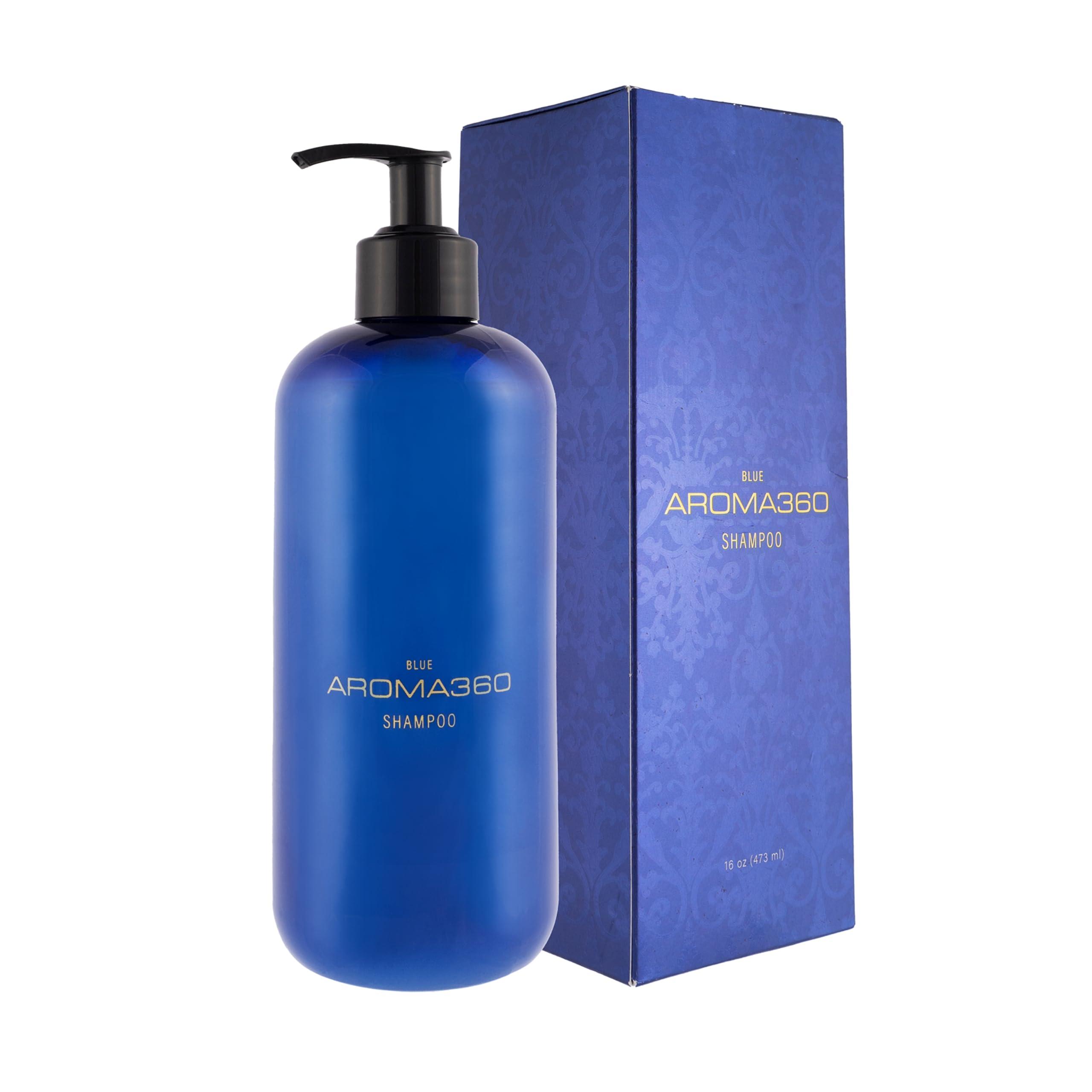 Aroma360 Aroma360 Blue Shampoo - Hair Care Products for Fine Hair - For All Hair Types - Shampoo for Dry Hair - Hair Repair Shampoo for Men & Women - Scents Include Amber, Santal, Iris & Oud Wood - 16oz