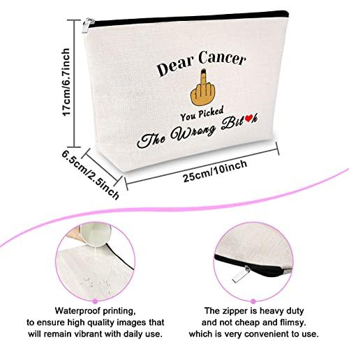 Sfodiary Cancer Awareness Gift for Women Makeup Bag Cancer Fighter Survivor Gift Cancer Gift for Chemo Patient Chemotherapy Gift for Women Recovery Gift Christmas Inspirational Gift Travel Cosmetic Bag