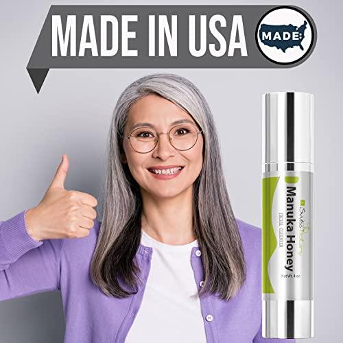 Swiss Botany Swiss Botany Manuka Honey Face Wash with Coconut, Almond, and Rosemary - Premium Organic Honey Face Wash  Manuka Honey Face Cleanser for Sensitive Skin  Sulphate & Paraben-Free  4 oz