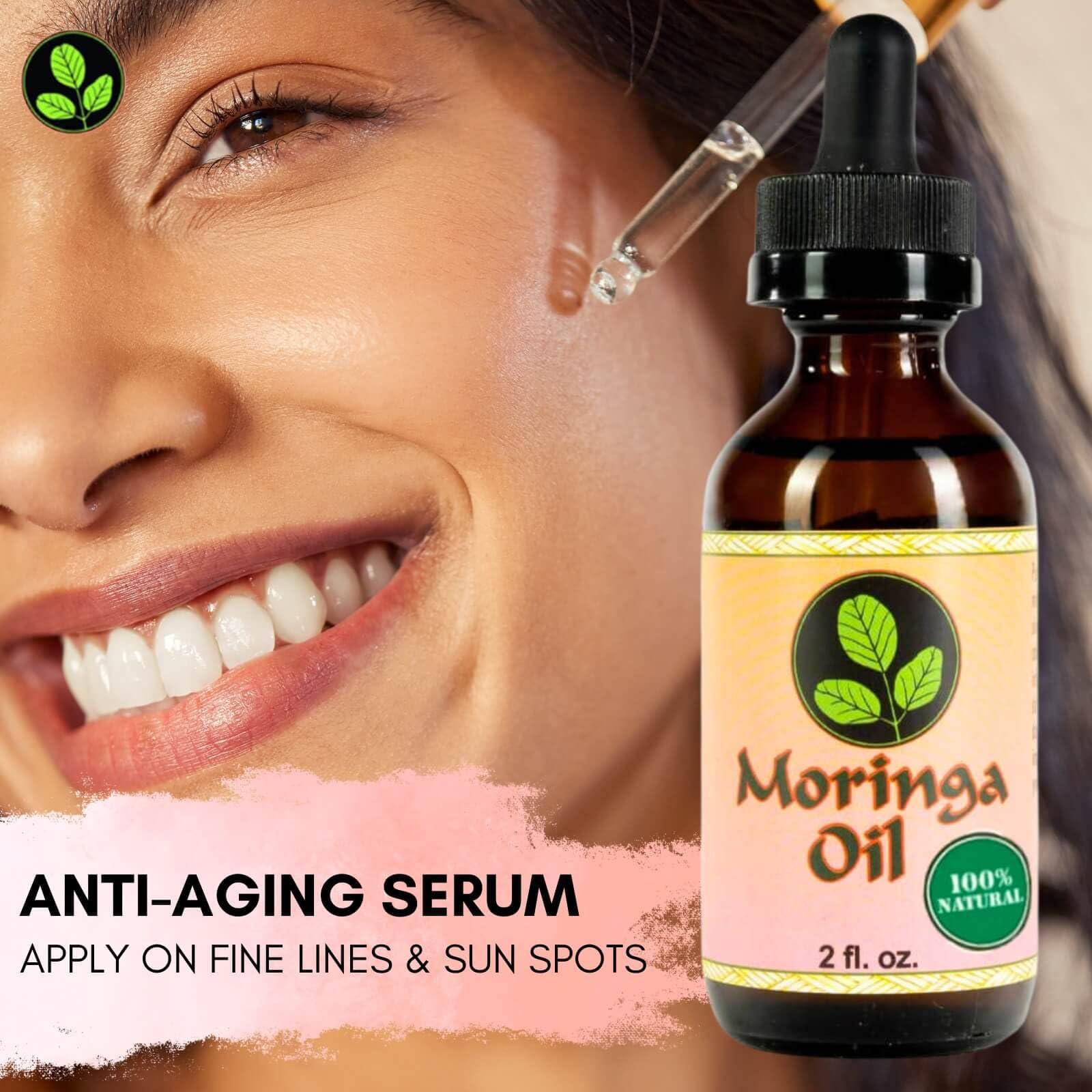 Moringa Energy Life Moringa Energy Life Moringa Oil 2 oz 100% Pure Moringa Seed Oil, Cold-Pressed for Face, Skin and Hair, Body, Oil