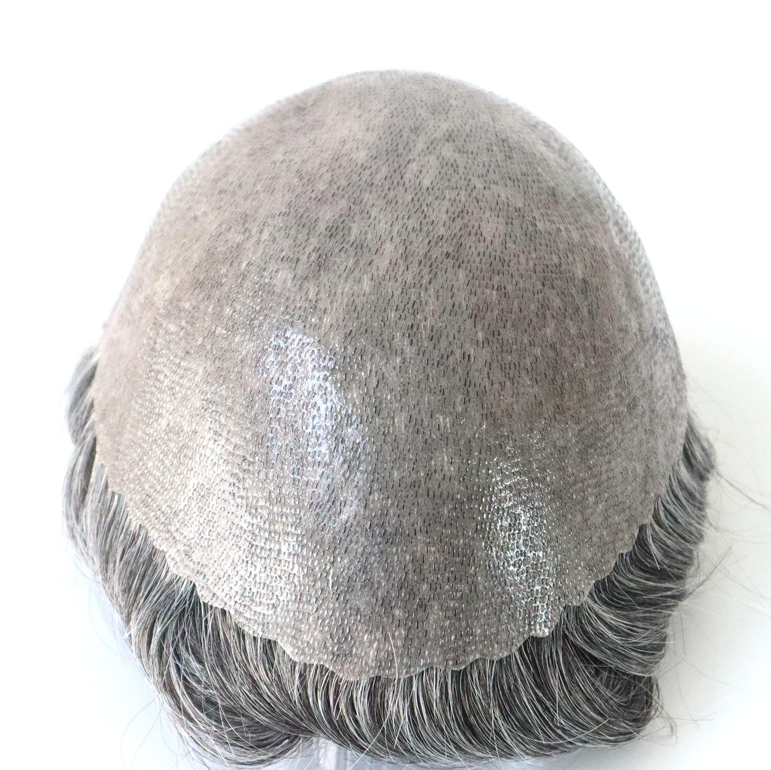 Hair Nature HAIR NATURE Toupee for Men, Mens Wigs Human Hair, Real Hair Wigs Mens Hair Replacement Systems for Men Natural Real Hair Unit, Medium Skin V-looped Scalloped Front Natural Hairline #1B30