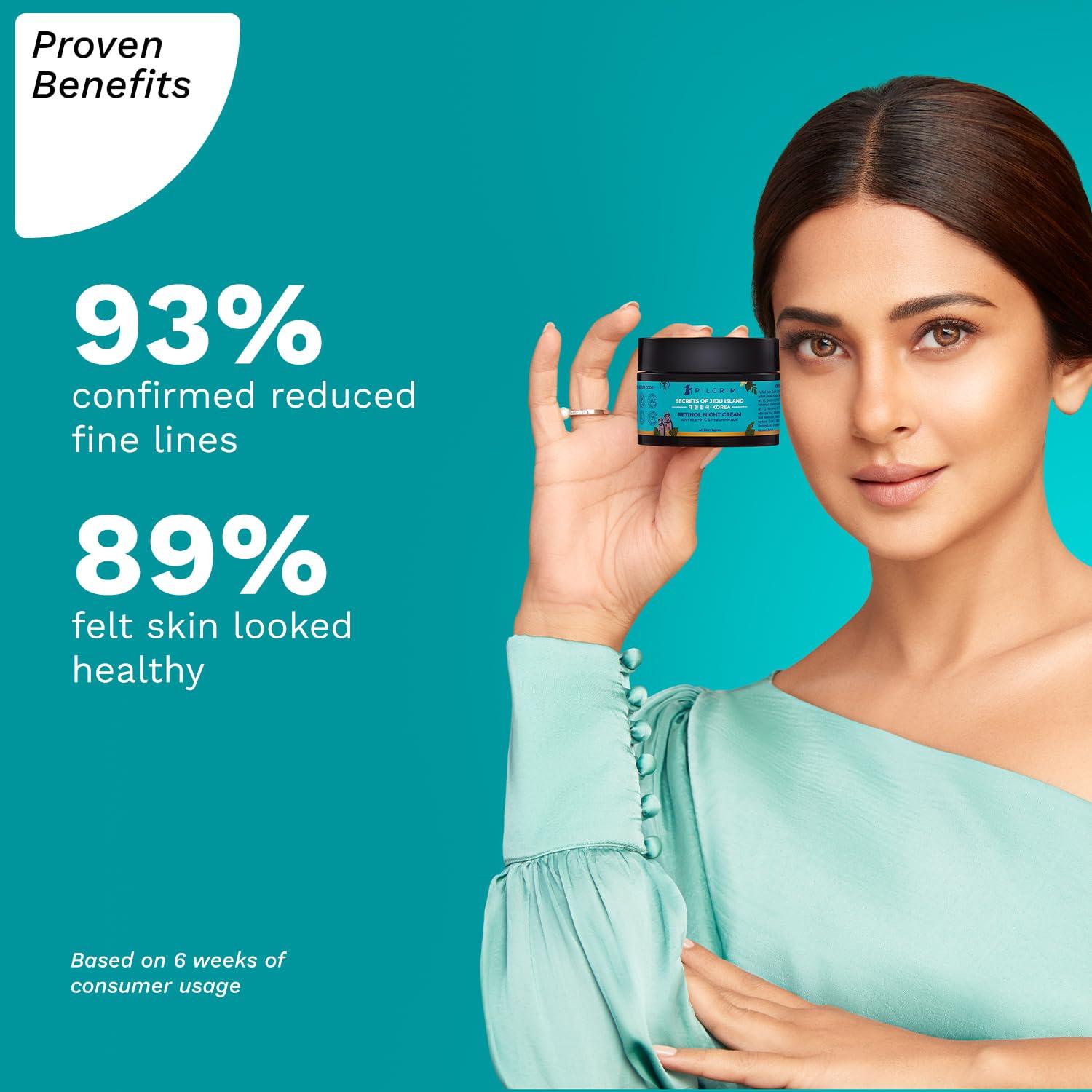 Pilgrim Pilgrim Korean Retinol Anti Aging Night Cream with Hyaluronic Acid & Vitamin C | wrinkle-free & radiant skin| Anti aging cream for oily & dry skin| For Men & Women|Korean Skin Care| 1.76 Oz (50gm)