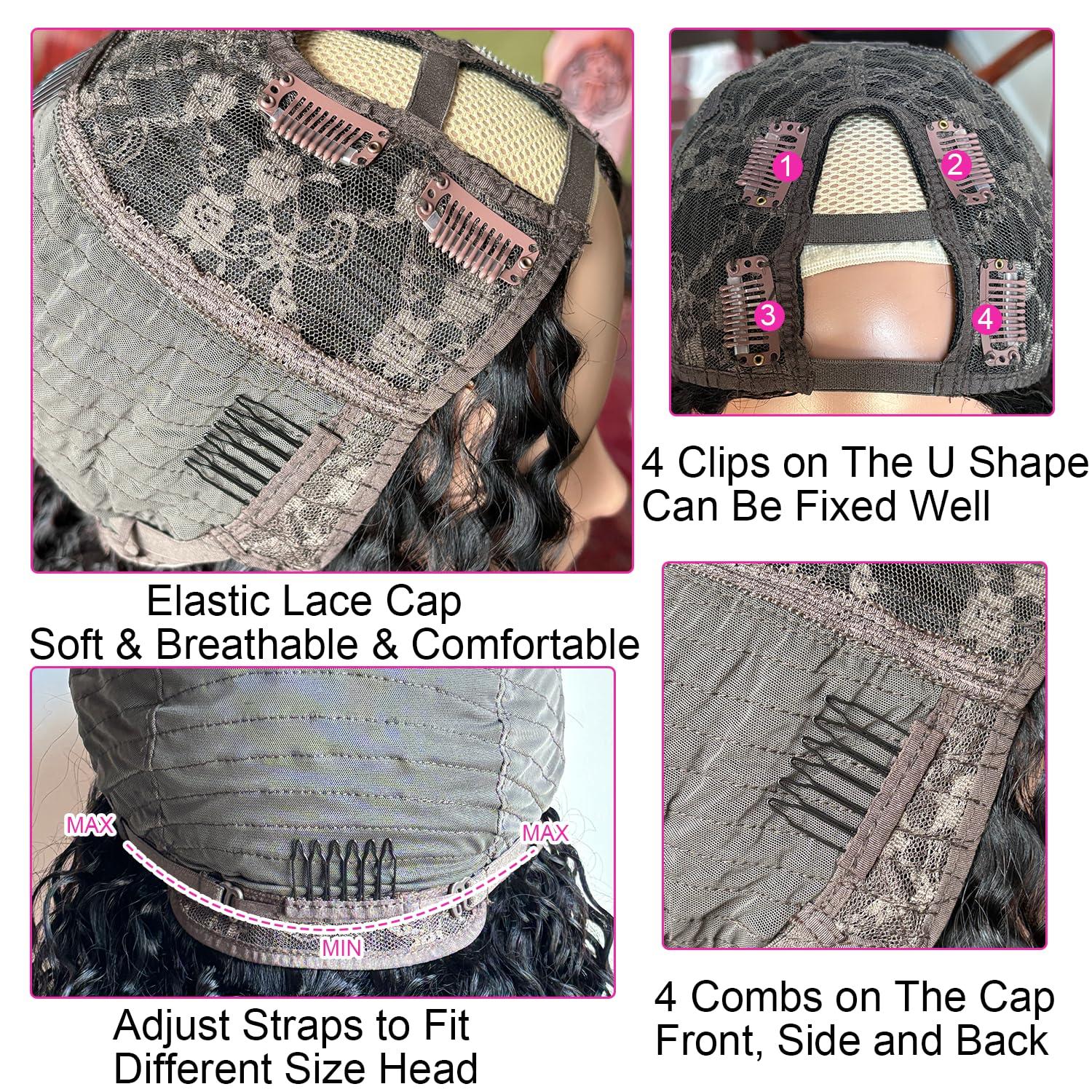 Yavida Yavida U Part Human Hair Wig No Leave Out Curly U Part Wig Human Hair 180% Density U Part Curly Human Hair Wig for Women Full Head U Part Curly Wig No Sew In No Glue Curly Human Hair Half Wig 24 Inch