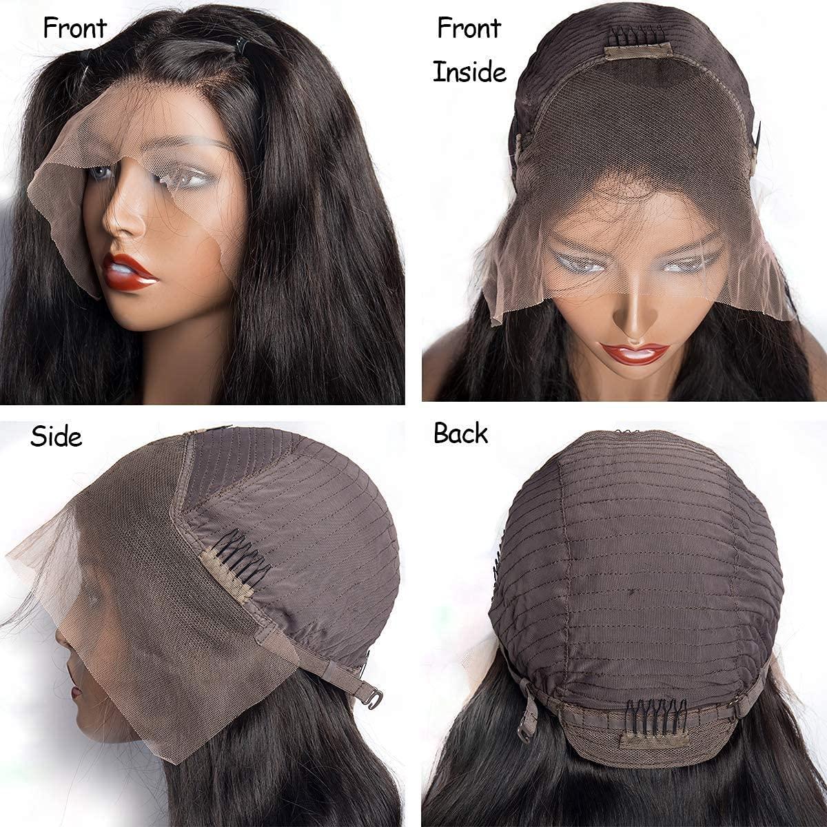 L/W 360 Lace Frontal Wig Cap with Baby Hair Body Wave Brazilian Virgin Hair 100% Unprocessed Human Hair Wigs for Black Women 150% Density (22inch)