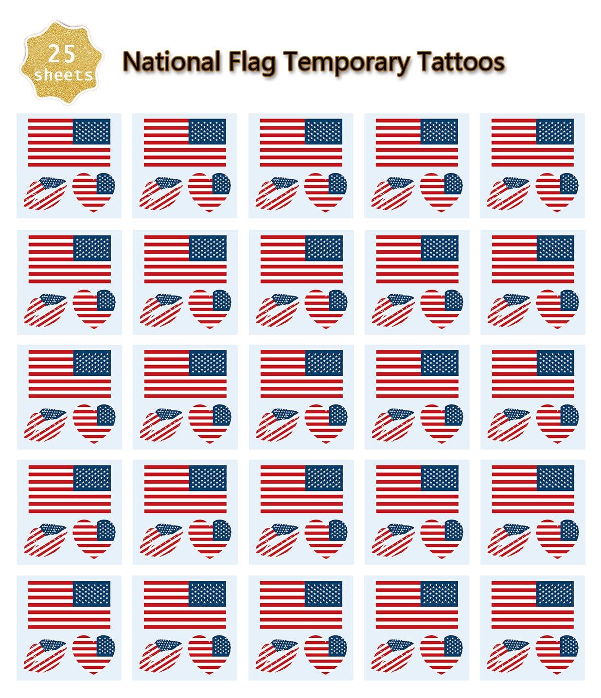 Y&C TENCOB Y&C TENCOB Puerto Rican Flag Tattoos,25 Sheets Puerto Rico Flag Temporary Face Tattoos Stickers,75 Pcs Waterproof Sweat National Flag Tattoos For Men Women Kids(Puerto Rico)