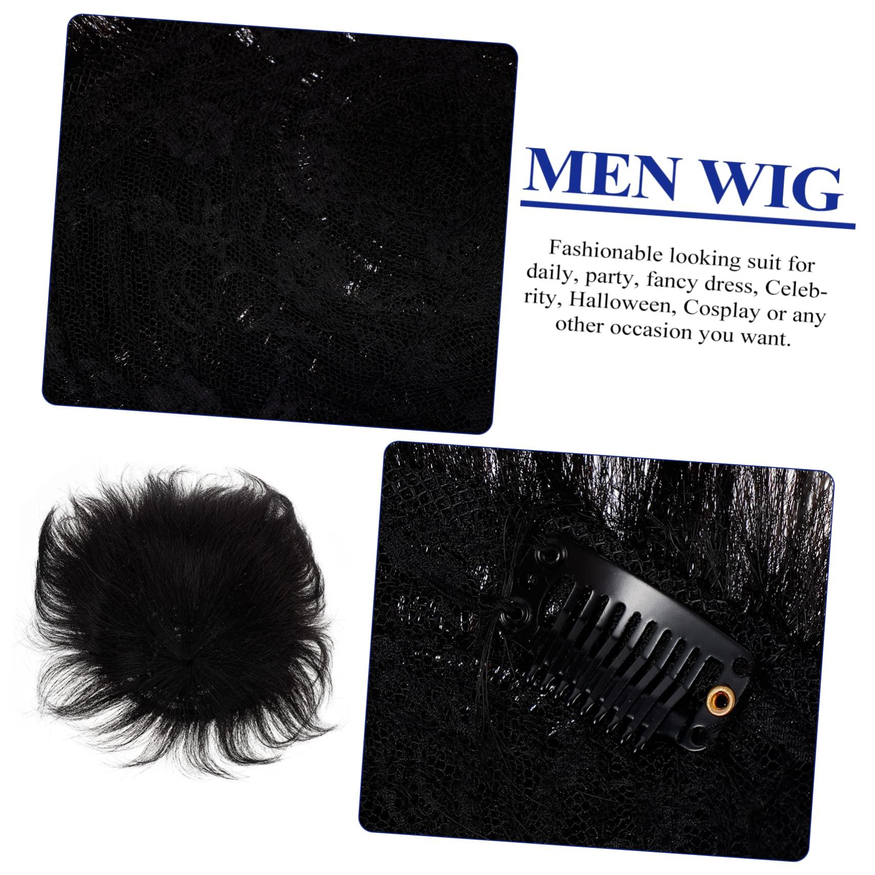 FOYTOKI FOYTOKI Fake Hair Tupe for Men Human Hair Extension Fashionable Bald Replacement Wig Piece