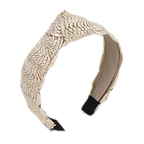 yaozeio yaozeio Straw Knotted Headband Wide Headbands for Women Non Slip Knot Hair Band Woven Rattan Head Band Summer Raffia Hairband for Women Hair Accessories for Girls