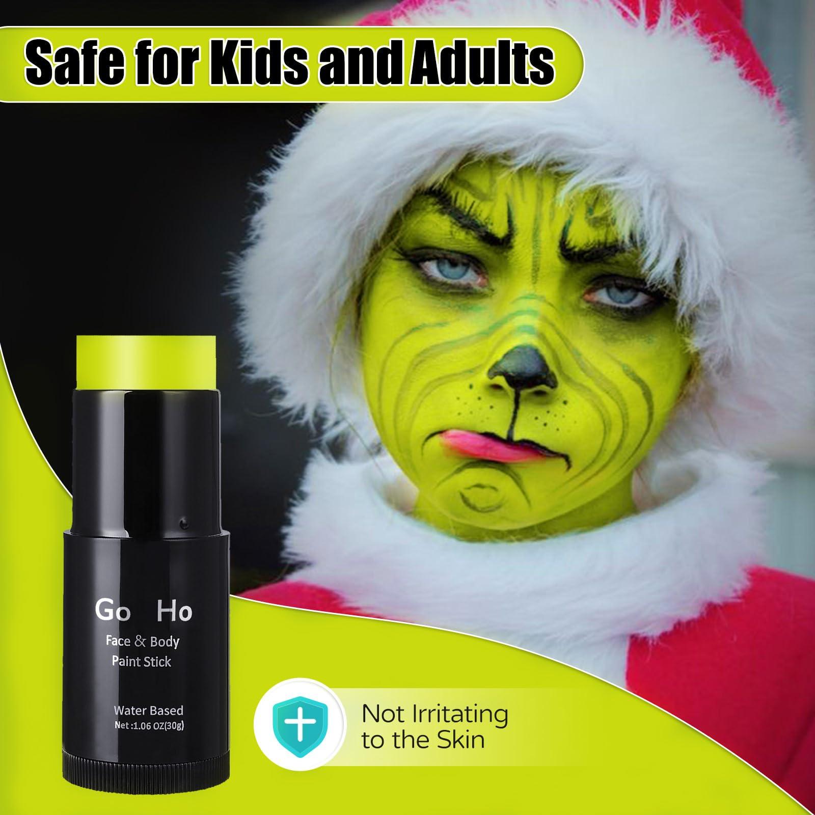 Go Ho Go Ho Ogre Green Face Paint Stick,Water Based Washable Face Body Paint,Non-toxic Full-coverage Cream Ogre Green Body Paint for Adults Children Halloween Cosplay SFX Makeup