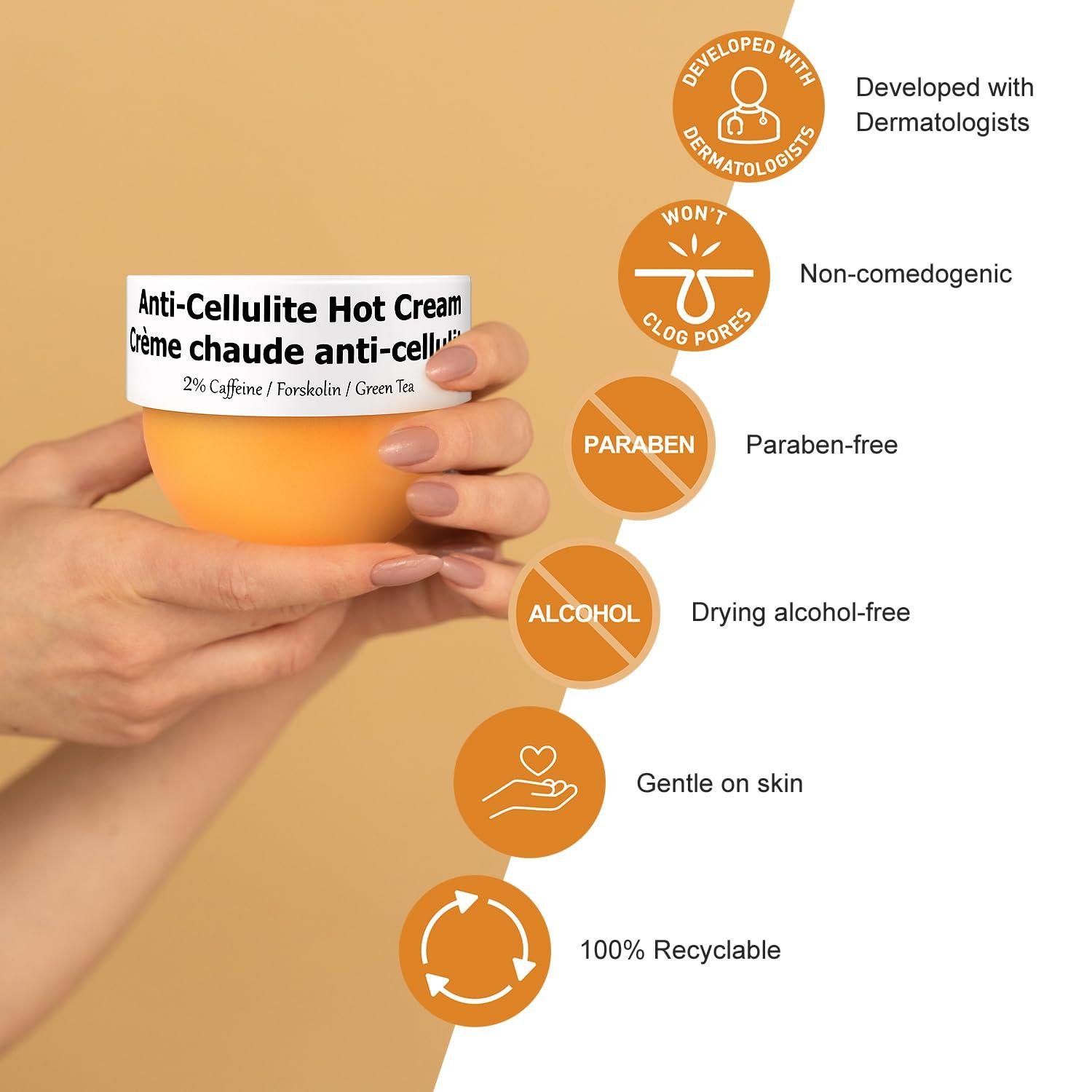 TTLALA Anti Cellulite Cream for Butt and Thighs, Hot Cream with 2% Caffeine and Forskolin, B Flat Belly Firming Cream and Skin Tightening Cream for Skin Firming, Moisturizing 5.4 oz