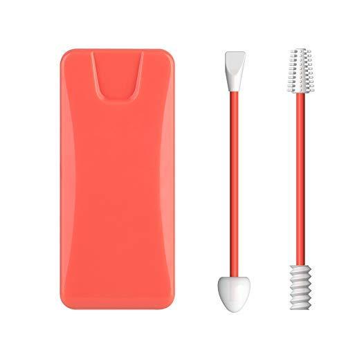 Uramoto Upgraded Reusable Cotton Swabs 4 Pcs, Uramoto Silicone Ear Swabs Rough Friction Cotton Swabs for Ears Cleaning, Love Shape Swabs for Cosmetic Makeup Beauty-Pink