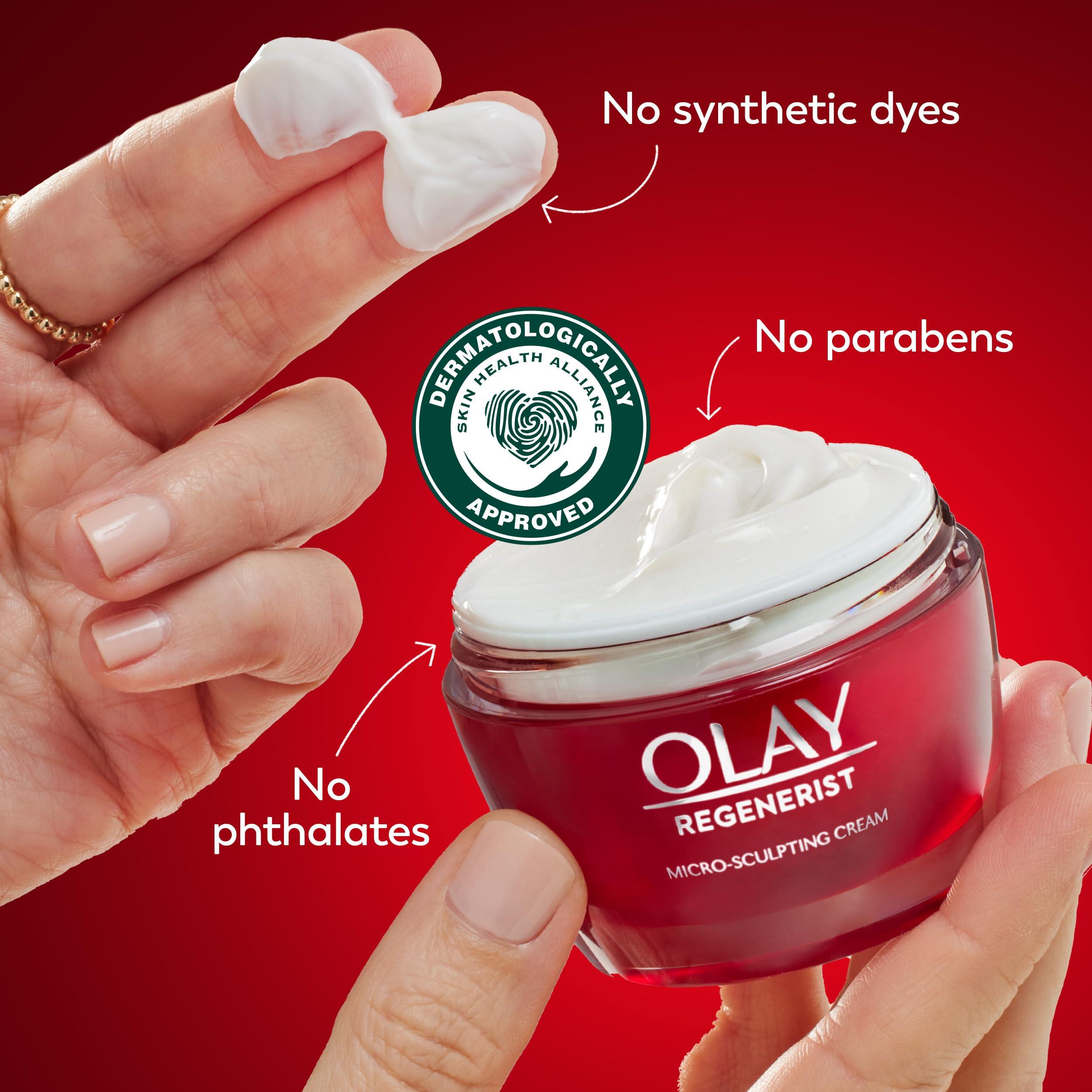 Olay Olay Face Moisturizer, Regenerist Micro-Sculpting Cream for Women, Trial Size - Instant Hydration, Anti-Aging, Anti-Wrinkle, Firming Skin Care - Hyaluronic Acid, Niacinamide, Amino Peptides, 0.5 Oz