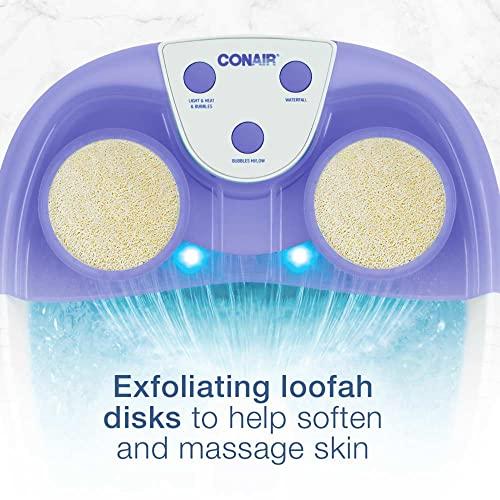 Conair Conair Waterfall Pedicure Foot Spa Bath with Blue LED Lights, Massaging Bubbles and Massage Rollers, Purple/White