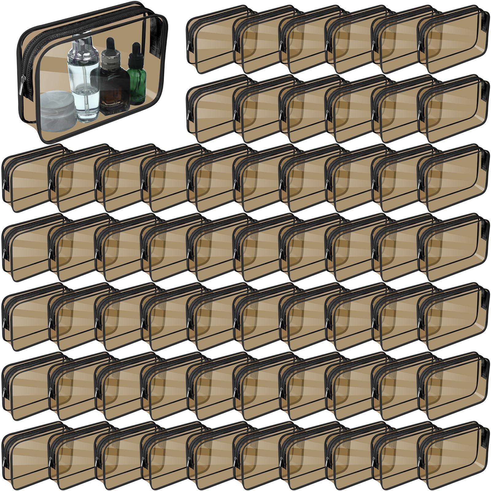 Sanwuta Sanwuta 100 Pcs Clear Makeup Bags Bulk Tsa Approved Toiletry Bag for Travel Transparent Cosmetic Bag PVC Waterproof Travel Small Pouches with Zipper for Men and Women(Dark Black)