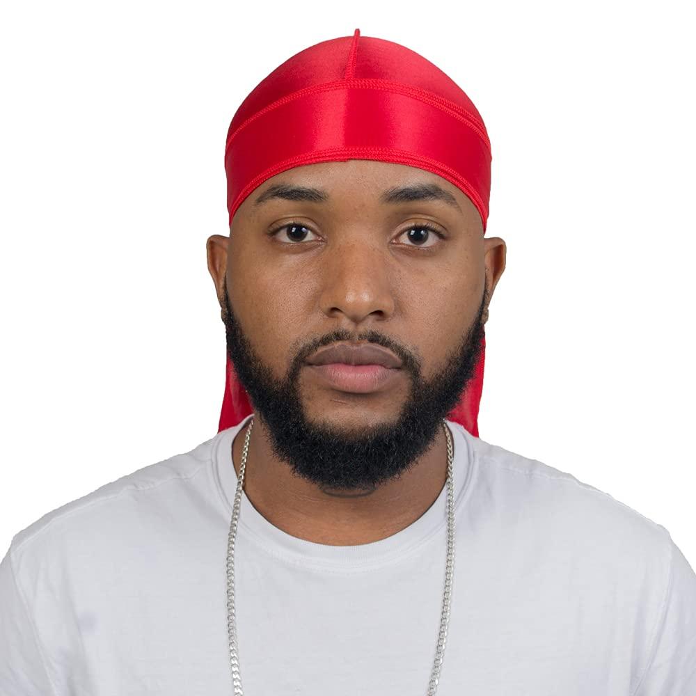 ForceWave ForceWave Silky Durag for Men Wave Cap Satin Dorag for Men Women 360 Wave Red