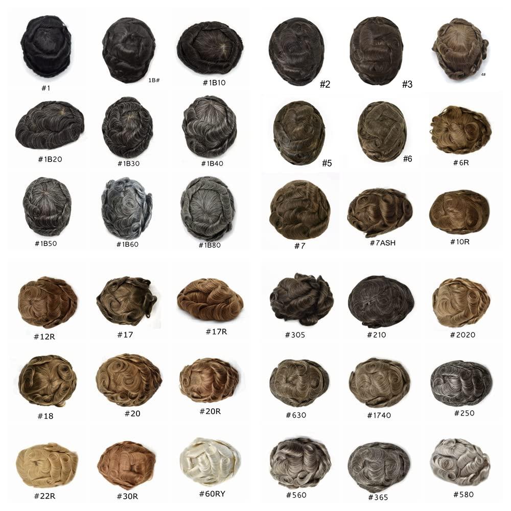 Generic French Lace Mens Toupee Remy Hair Replacement PU Around Human Hair System For Men Medium Light to Medium120% Density Hairpieces Invisible Knots Toupee for Men (7x9 Inch, 3# Dark Brown)