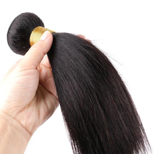 huarisi huarisi Straight Human Hair Bundles For Black Women Brazilian 8 Inch Bundles Human Hair Single 100% Unprocessed Virgin Weave Bundles Human Hair Raw Remy Hair Bundles Natural Black