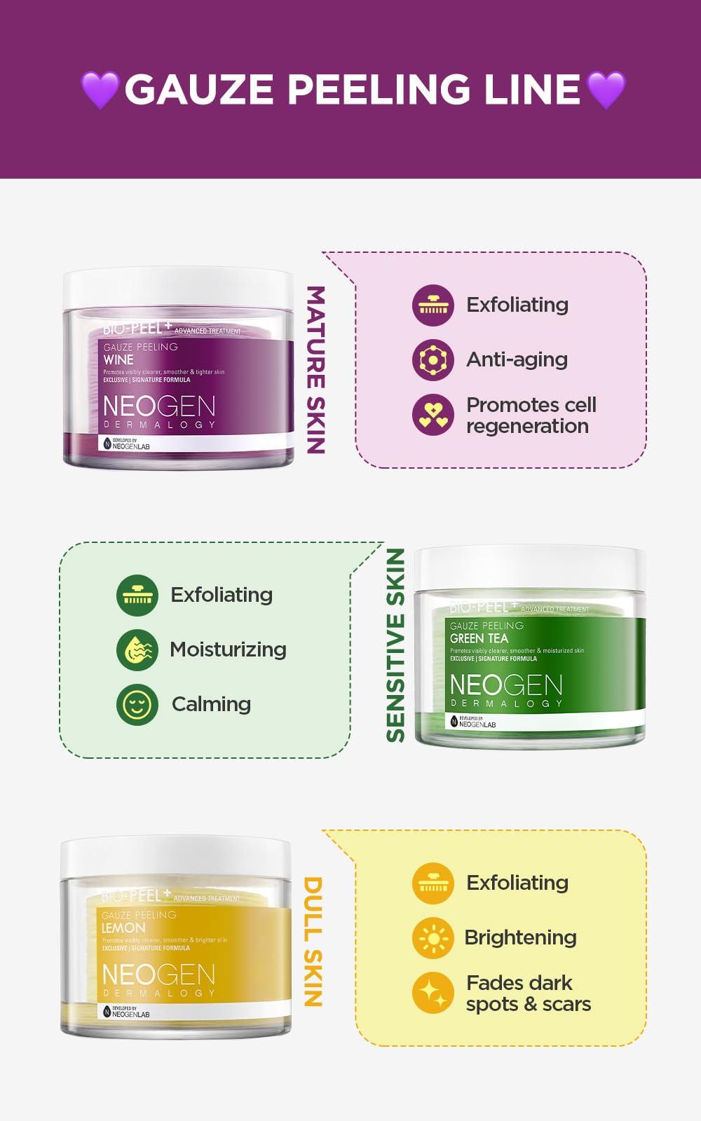 DERMALOGY by NEOGENLAB DERMALOGY by NEOGENLAB Bio-Peel Gauze Peeling Pads (Wine, 30 pads) - Exfoliating & Firming Peeling Pad with PHA & Red Wine & Resveratrol & Acid Hyaluronic - Korean Skin Care