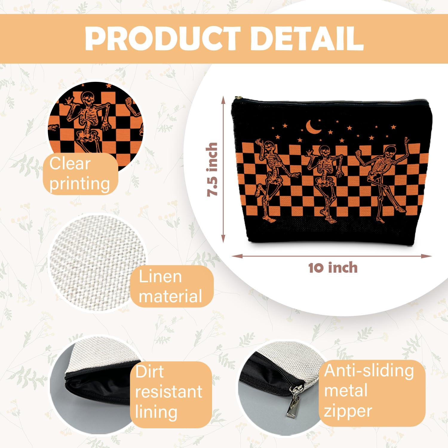 RYYCDOI RYYCDOI Funny Gothic Skeleton Makeup Bag, Halloween Makeup Bag, Halloween Gifts for Women, Witchy Makeup Bag for Women, Dark Academia Makeup Pouch, Cool Makeup Bag, Horror Makeup Bagorange