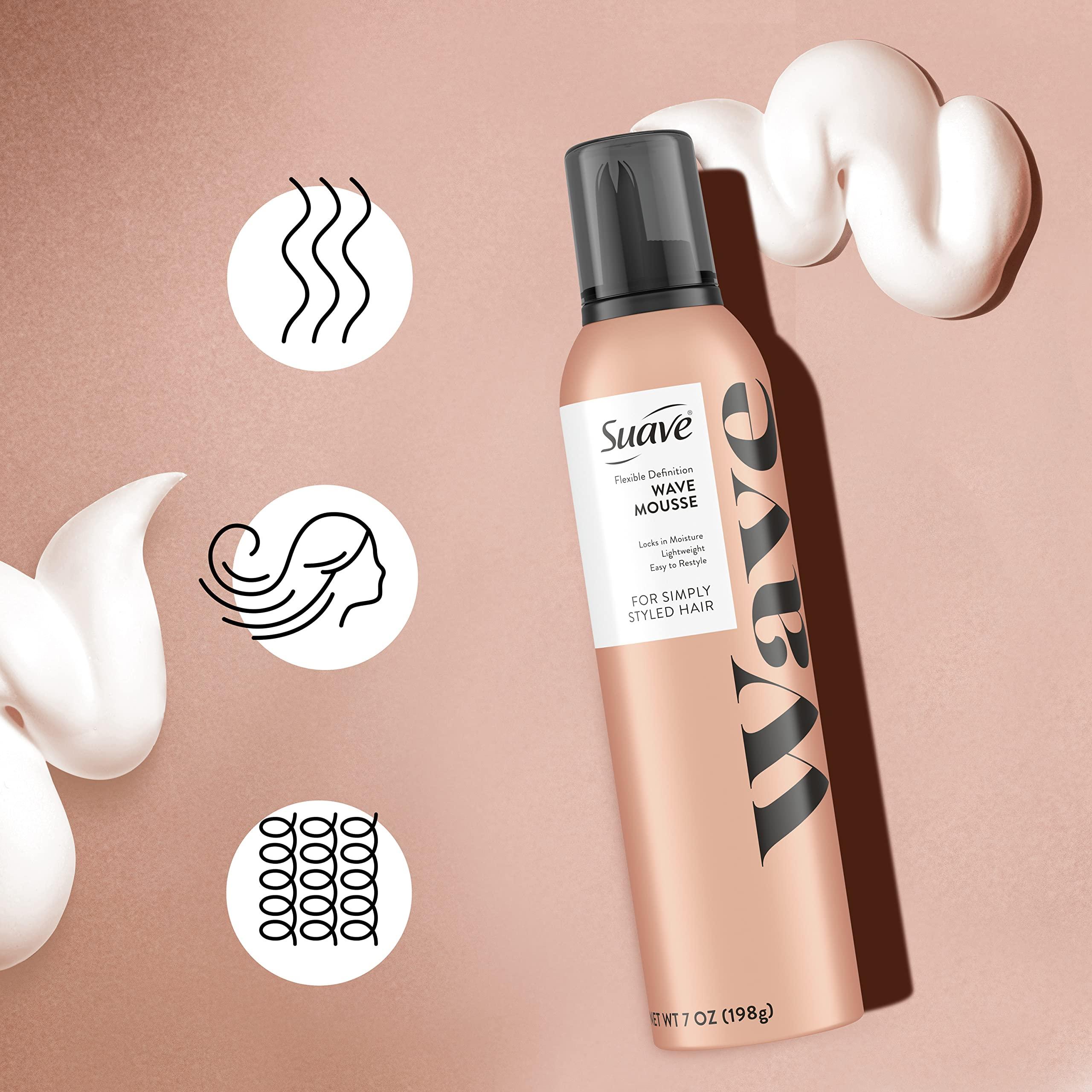 Suave Suave Simply Styled Lightweight Hair Mousse, Wave Mousse Locks in Moisture for Crunch Free Curls 7 oz