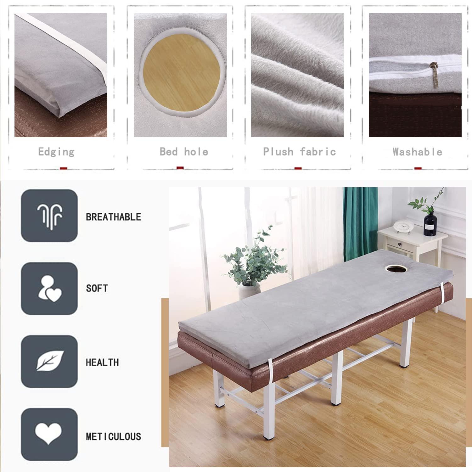 NinthAvenue Basics Lash Bed Mattress Topper with Round Head Massage Table Mattress Protector Without Bed Beauty Salon Bed Cover Quilted Spa Bed Mattress Beauty Bed Sheet Pad with Hole,Navy,80x190cm