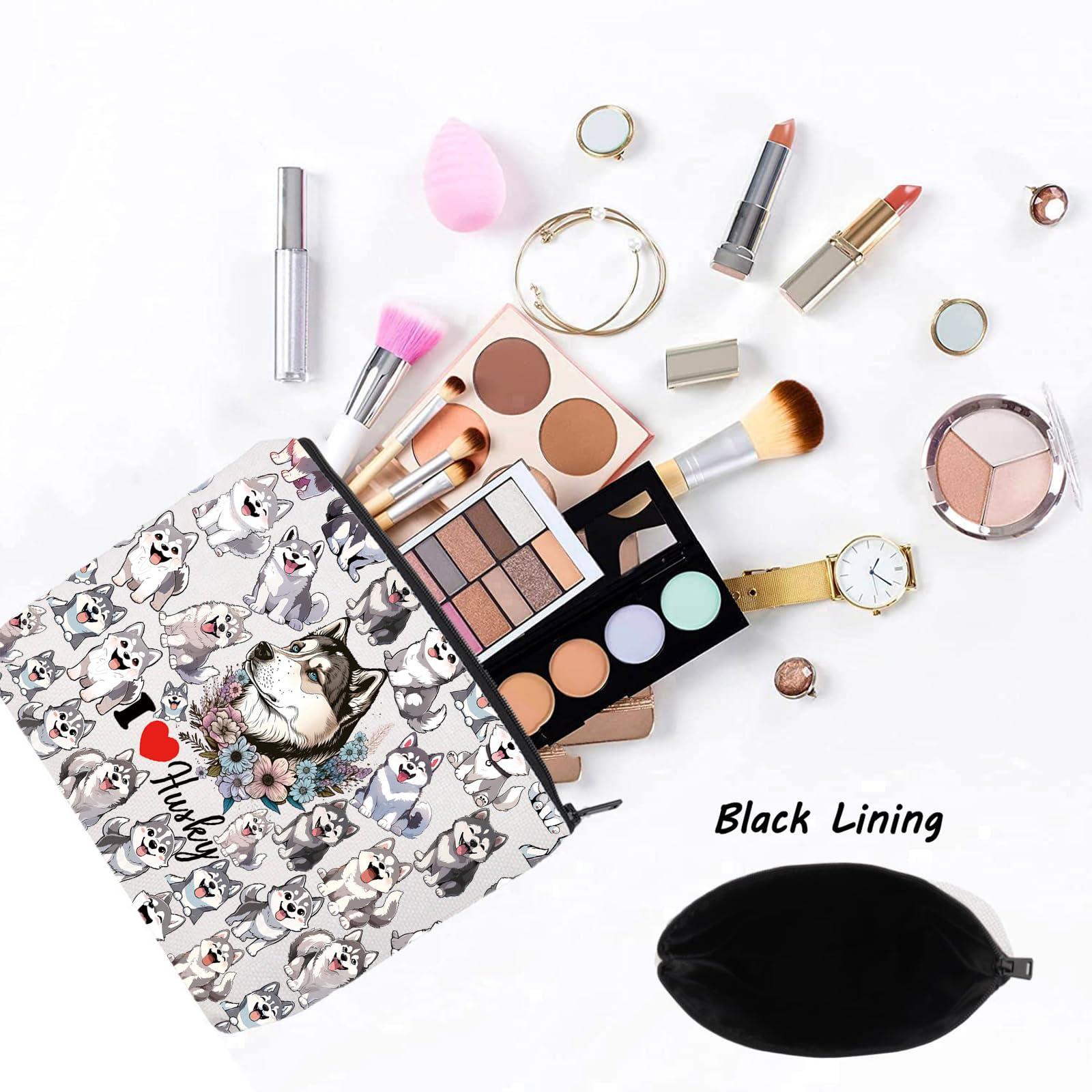 LEVLO LEVLO Husky Cosmetic Makeup Bag Siberian Husky Lover Gift Husky Dog Zipper Pouch Bag Husky Merchandise For Dog Owner (I love Husky)