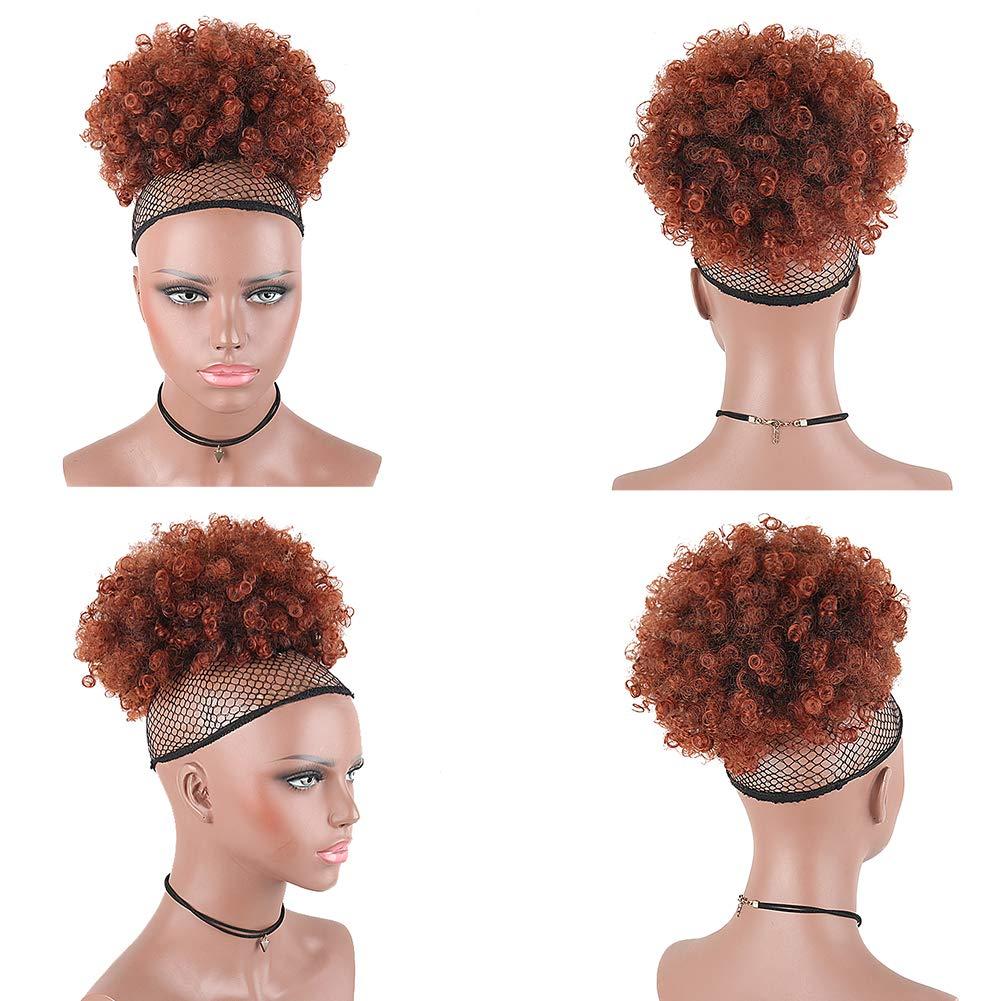 LEOSA LEOSA High Puff Afro Ponytail Drawstring Short Afro Kinky Curly Pony Tail Clip in on Synthetic Curly Hair Bun Made of Fiber Puff Ponytail Wrap Updo Hair Extensions with Clips(Watermelon Red)