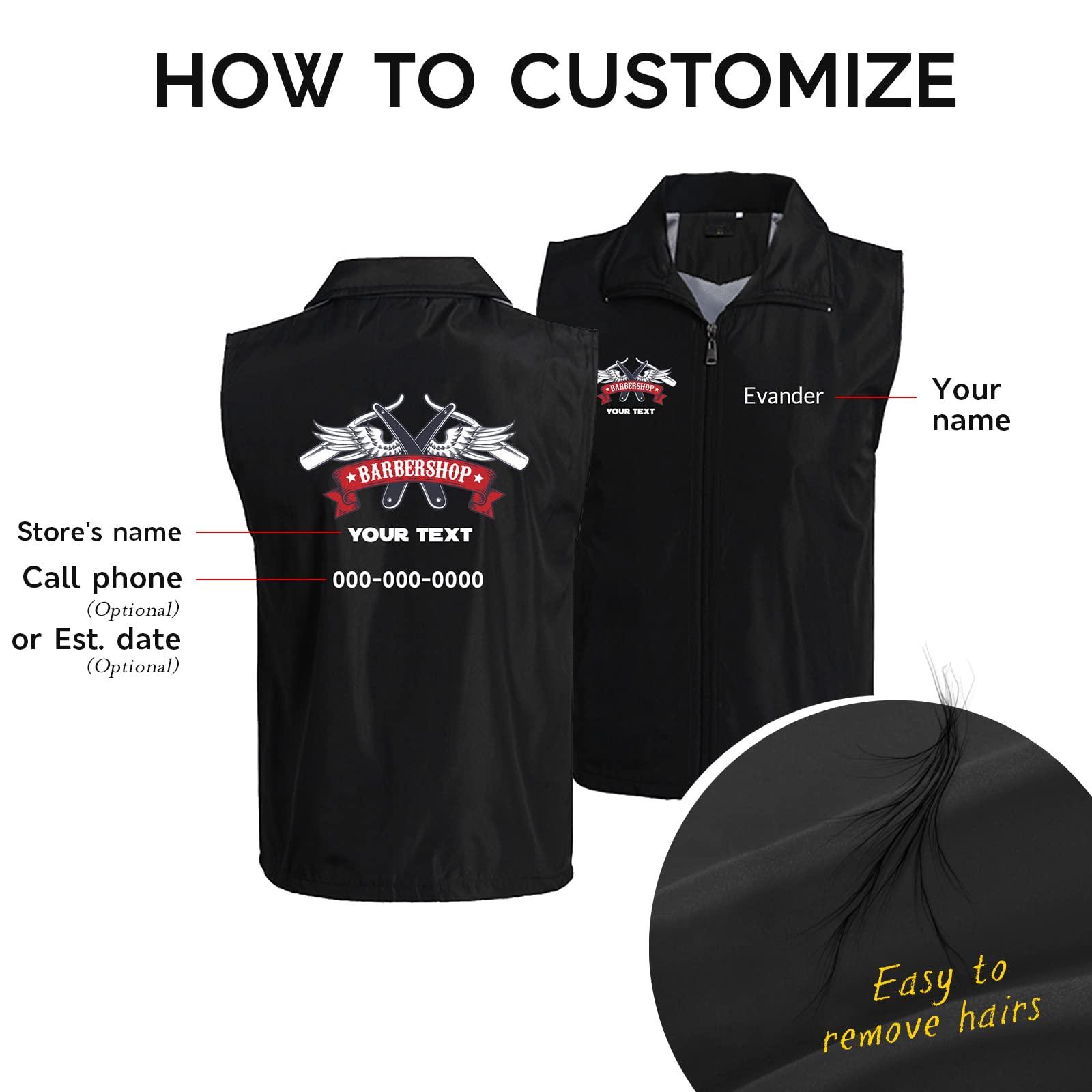 NICTIMEID Custom Barber Smocks Personalized Logo Name Barber Shop Workwear Unisex Work Vest for Hair Salon