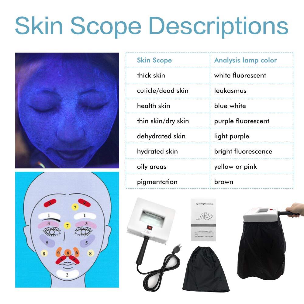 Eagou Diary Eagou Diary Woods Lamp Skin Analyzer,Magnifying Handle Woods-Lamp,UV Light for Facial Skin Analyze Facial Detector with Black Shade Cloth