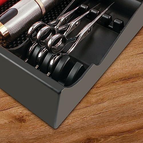 BARBERPLAN Beauty Professional Barber Clipper Tray Case, Hair Clipper Tray Organizer Barber Tool Tray Barber Case for Guide Combs Scissors Clippers Haircut Razor Tools - Black