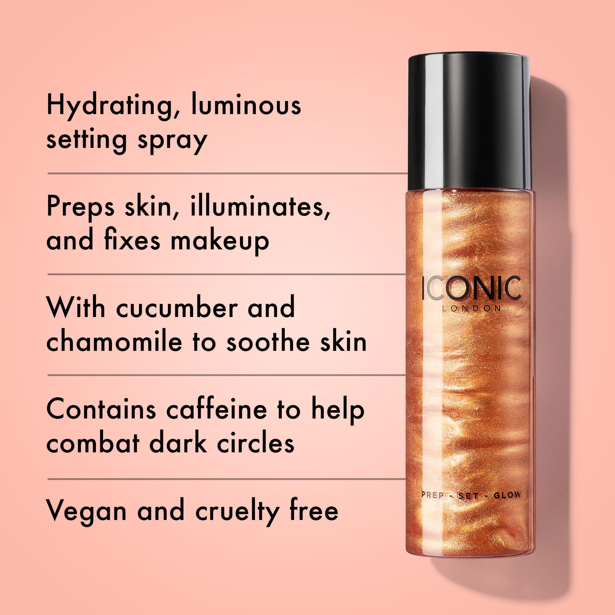 ICONIC LONDON ICONIC LONDON Prep-Set-Glow | Hydrating + Setting + Glowing Spray, 3-in-1 Formula for a Dewy, Radiant Finish, Cruelty-Free, Vegan Makeup, 4.22 Fl oz
